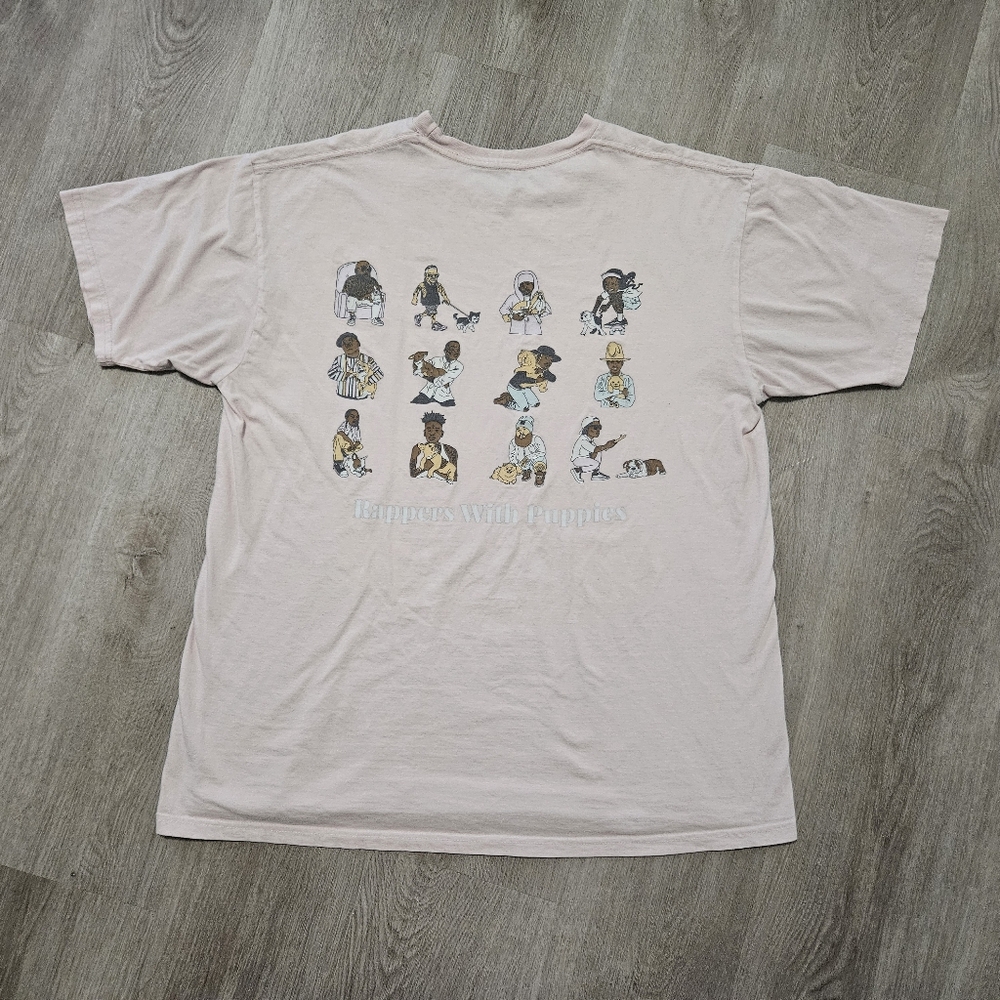 Mens XL Dog Limited Rappers With Puppies Rare Hip Hop Pink Tee Shirt-A